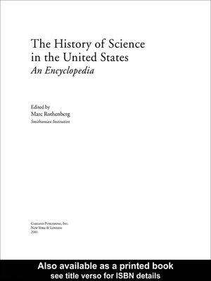 cover image of History of Science in United States